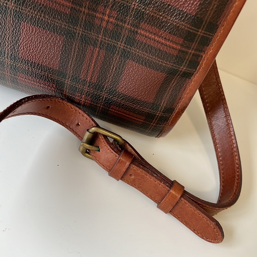Vintage Ralph Lauren Brown Tartan Plaid Crossbody Messenger Saddle Bag - Picture 10 of 16